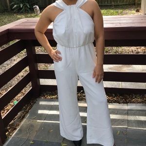 BLACK LABEL By CHICO’S DRAPE FRONT WHITE JUMPSUIT